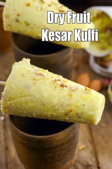 Dry Fruit Kesar Kulfi Recipe (Mughlai Kesar Badam Kulfi)