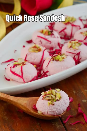 Quick Rose Sandesh Recipe
