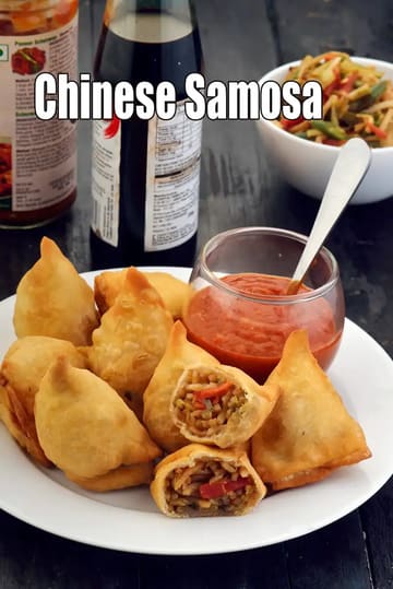 Chinese Samosa Recipe (Vegetarian Chinese Noodle Samosa)