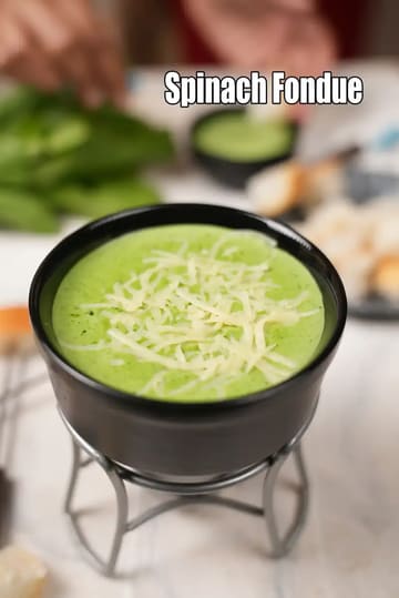 Spinach Fondue Recipe (Indian Spinach Cheese Fondue)