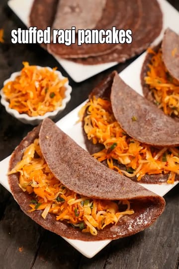 Stuffed Ragi Pancakes Recipe (Nachni Vegetable Chilla)
