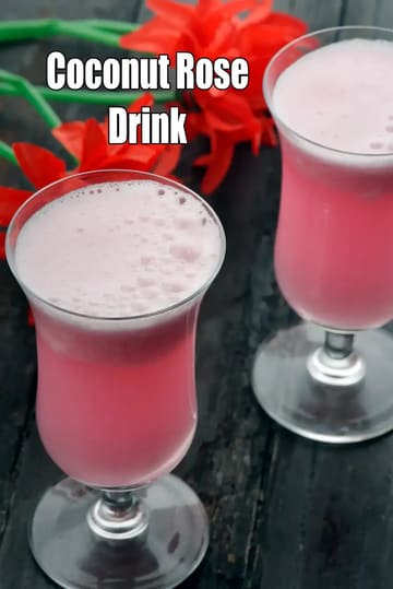 Coconut Rose Drink Recipe (Nariyal Gulab Sharbat)