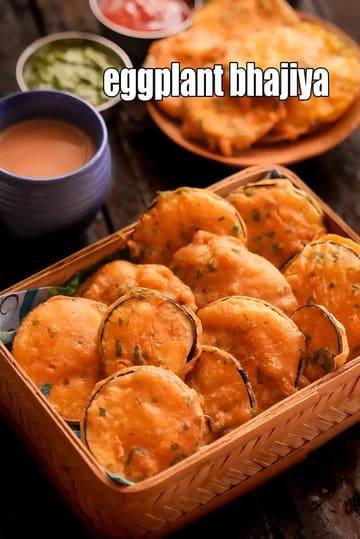 Eggplant Bhajiya Recipe (Brinjal Bhajiya)