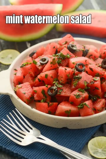 Mint Watermelon Salad Recipe (Healthy Watermelon Mint Salad)