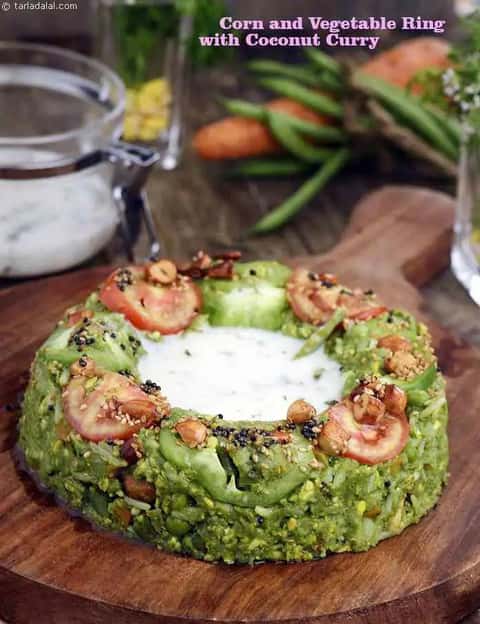 कॉर्न और वेजिटेबल रिंग विद कोकोनट करी रेसिपी
