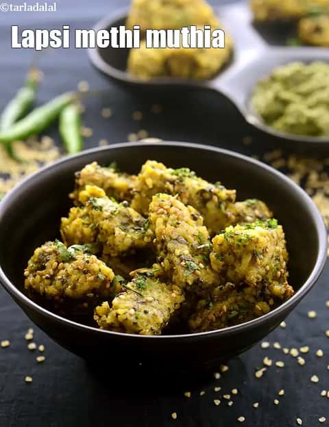 लपसी मेथी मुठिया रेसिपी (दलिया मेथी बाजरा मुठिया)