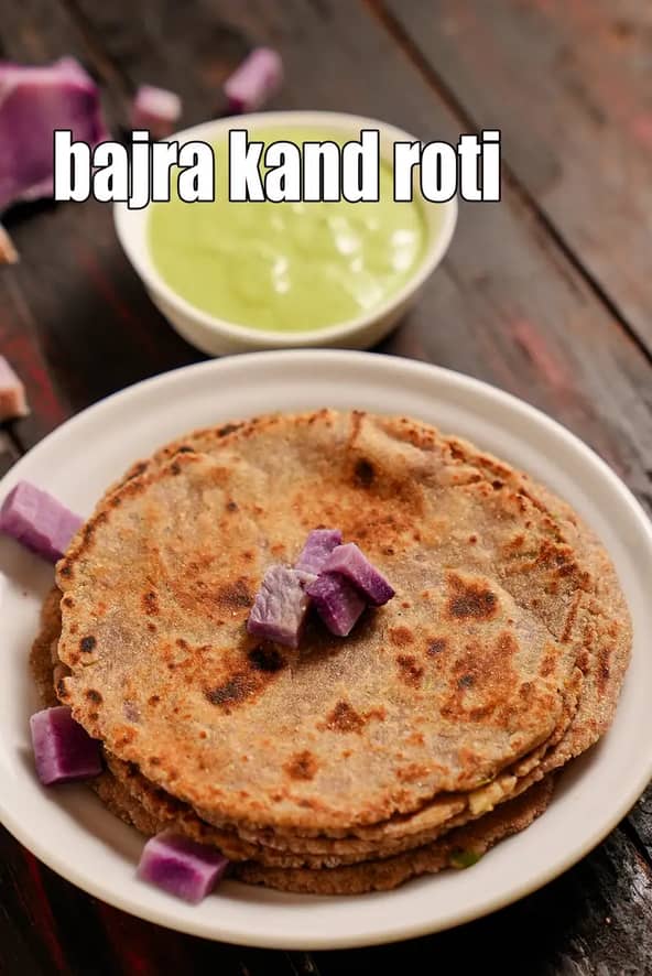Bajra Kand Roti Recipe (Black Millet Purple Yam Paratha)