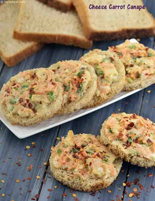 Cheese Carrot Canape Recipe (Starter)