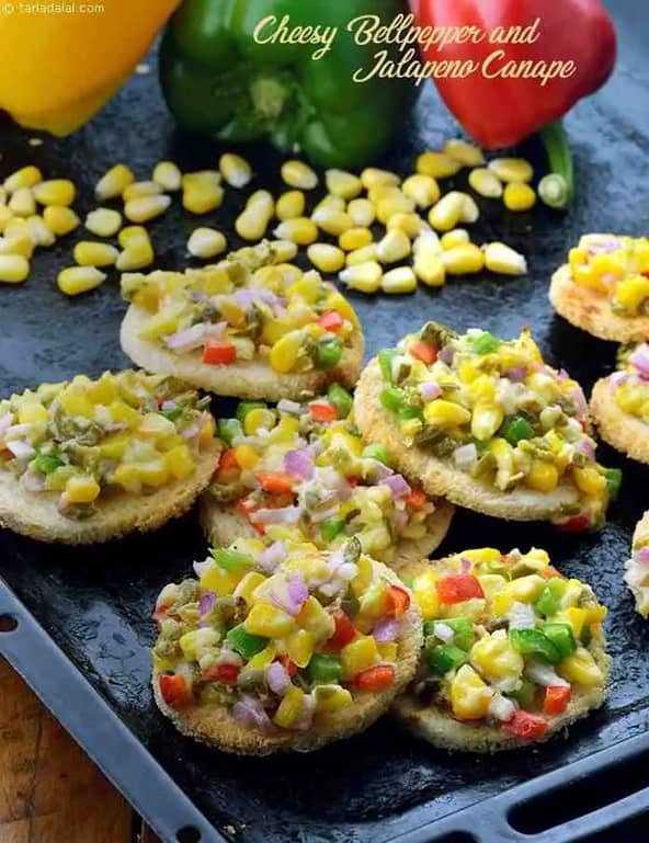 Cheesy Bellpepper And Jalapeno Canape Recipe