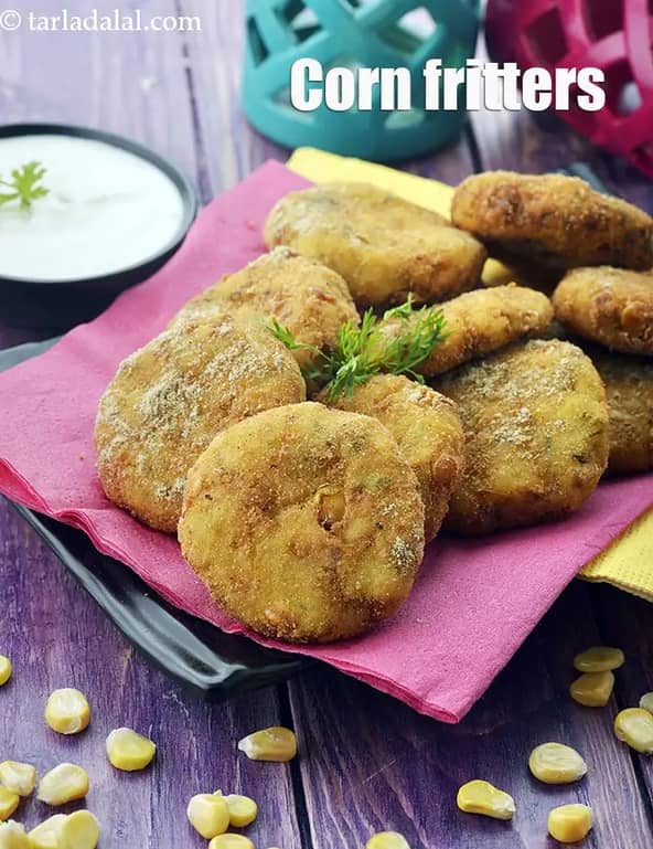 Corn Fritters Recipe (Crispy Corn Cutlet)