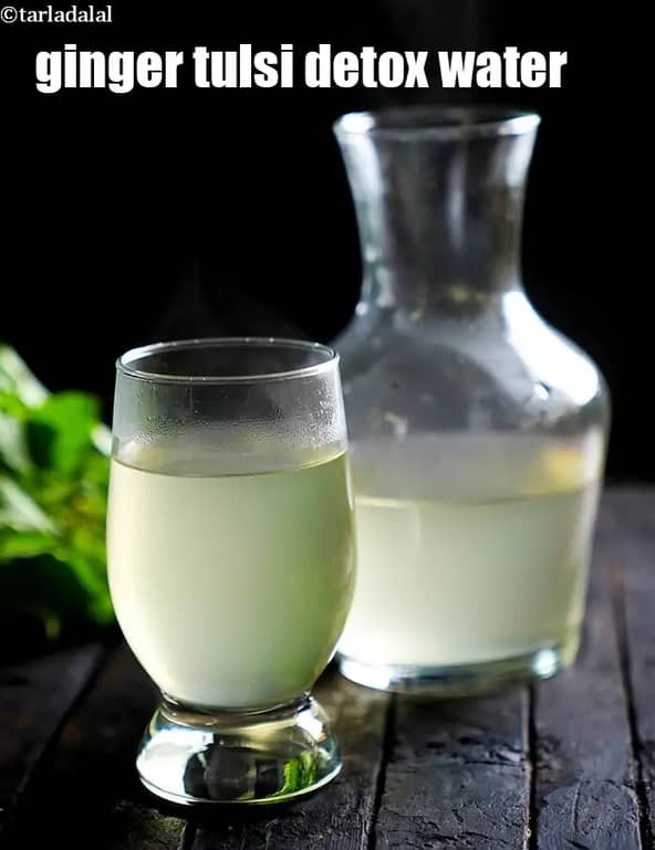 Ginger Tulsi Detox Water Recipe (Adrak Tulsi Chai)