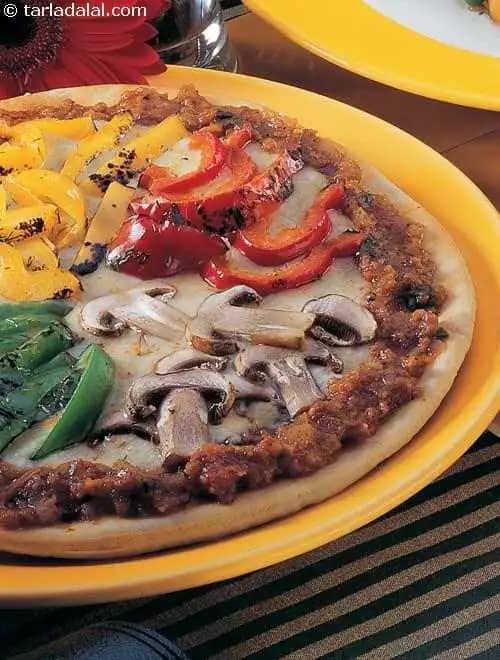 Mushroom And Tri Capsicum Pizza ( Healthy Diabetic ) Recipe