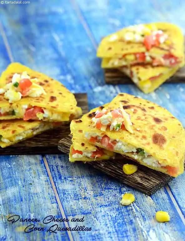 Paneer Recipe (Cheese And Corn Quesadillas)