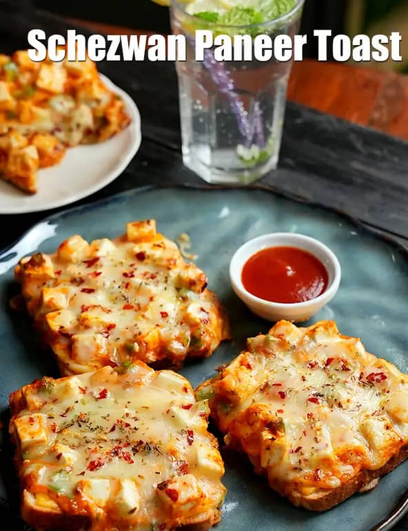 Schezwan Paneer Toast Recipe (Paneer Schezwan Toast)