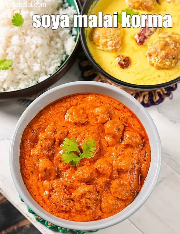 Soya Malai Korma Recipe (Meal Maker Korma Curry)