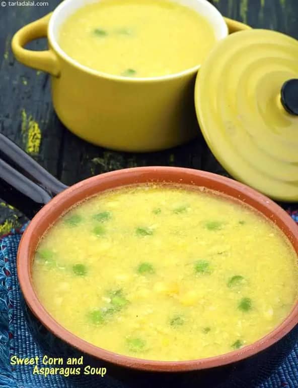 Sweet Corn And Asparagus Soup ( Jain ) Recipe