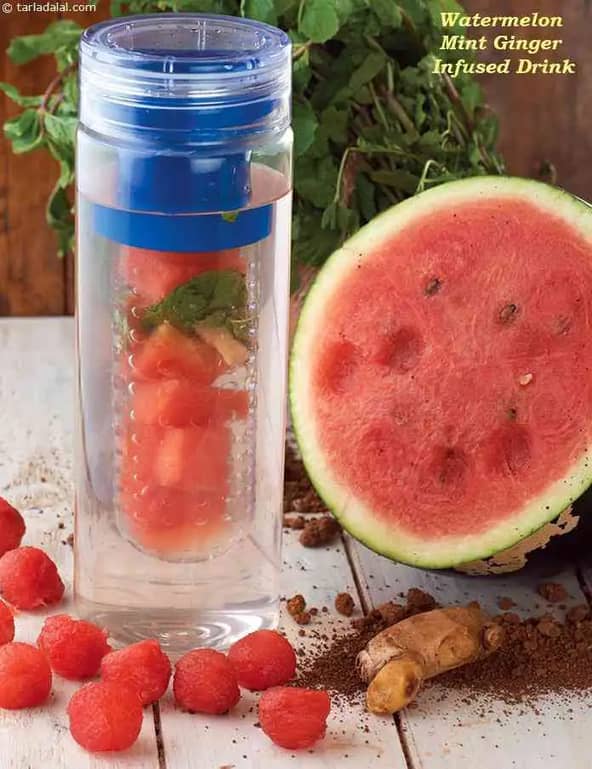 Watermelon Mint Ginger Infused Water Recipe