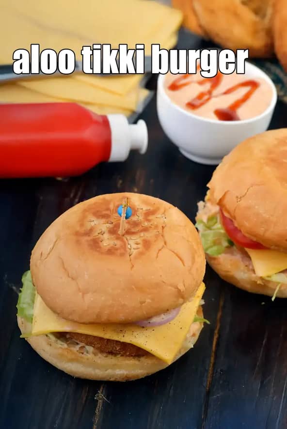 Aloo Tikki Burger Recipe (Macaloo Tikki Burger)