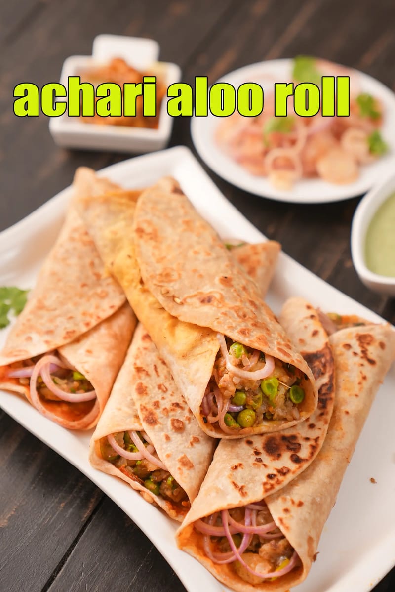 Achari aloo roll recipe | achari vegetable wrap | Indian pickle vegetable wrap |  | Tarla Dalal