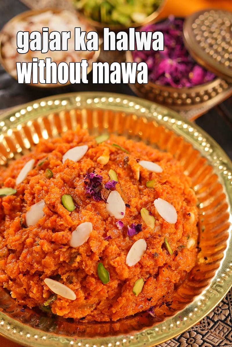 Gajar ka halwa without mawa recipe | carrot halwa without mawa | easy gajar halwa without mawa | carrot halwa without khoya | Tarla Dalal
