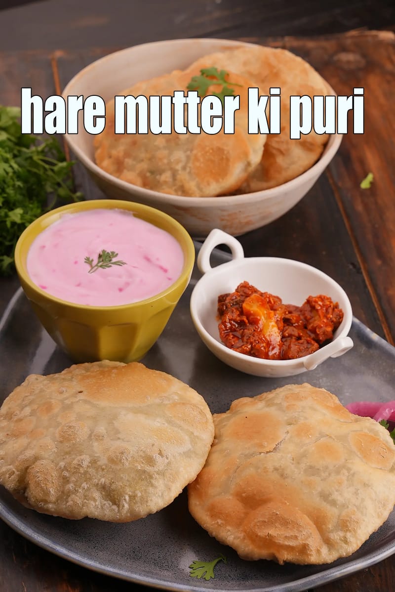 Hare mutter ki puri recipe | Rajasthani hare matar ki puri | stuffed green peas puri | | Tarla Dalal