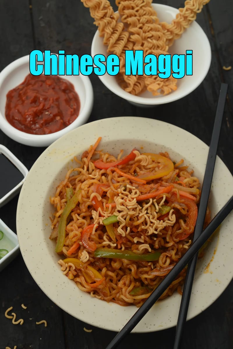 Chinese Maggi recipe | street style Chinese Maggi noodles | Indian Schezwan Maggi noodles | spicy Chinese style maggi | | Tarla Dalal