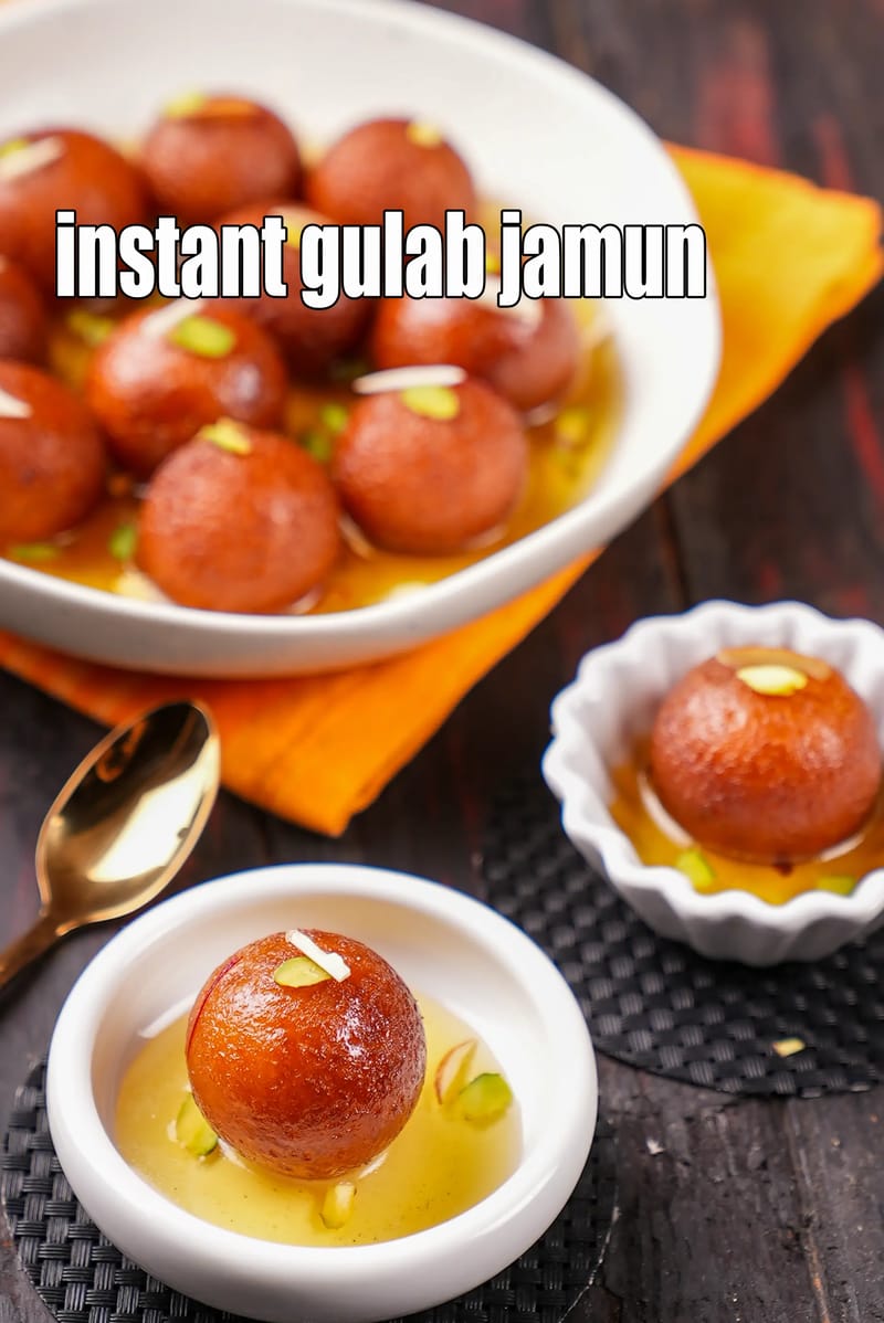 Instant gulab jamun recipe | gulab jamun using milk powder | gulab jamun using premix | | Tarla Dalal
