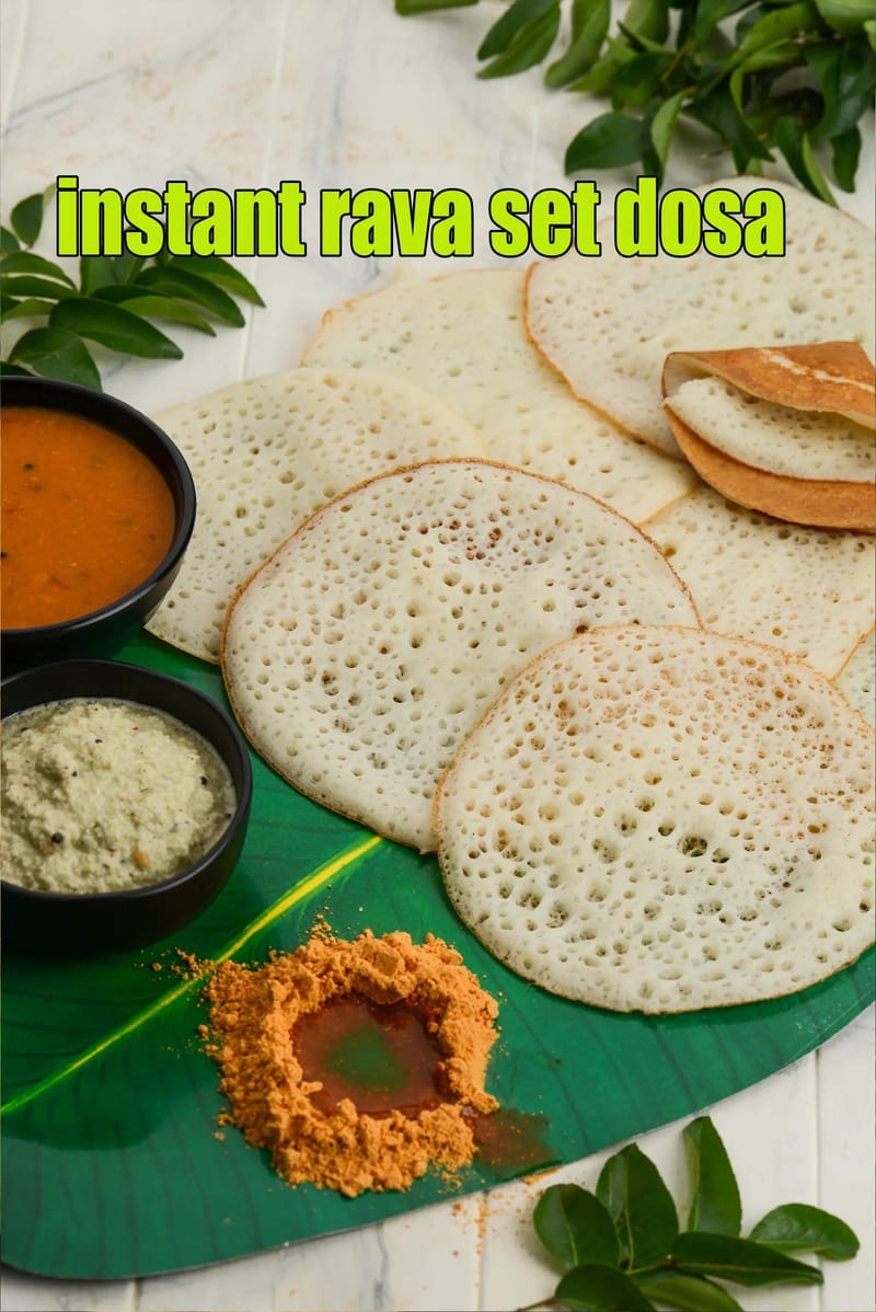 Instant rava set dosa | instant sponge dosa | no fermentation sponge dosa | instant suji appam | | Tarla Dalal