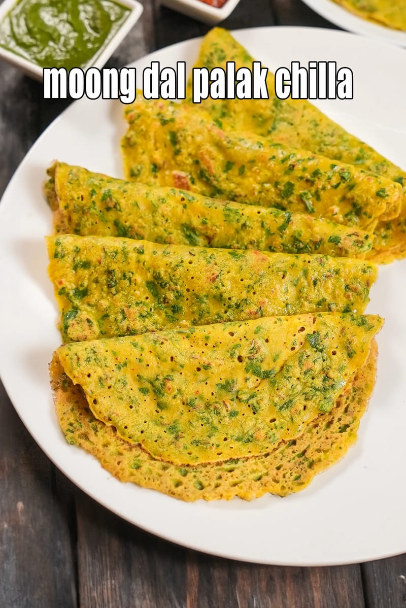 Moong dal palak chilla recipe | Indian palak moong dal cheela | healthy spinach and lentil crepes | spinach lentil pancake |  | Tarla Dalal