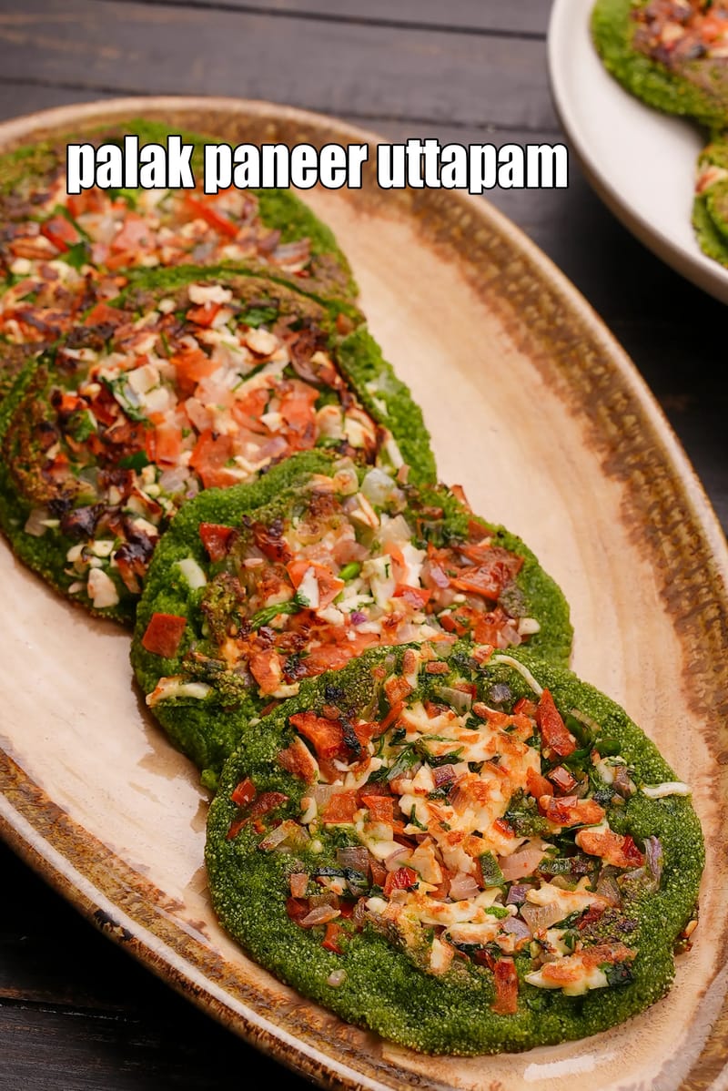 Palak paneer uttapam | spinach uttapam | suji palak uttapam | | Tarla Dalal