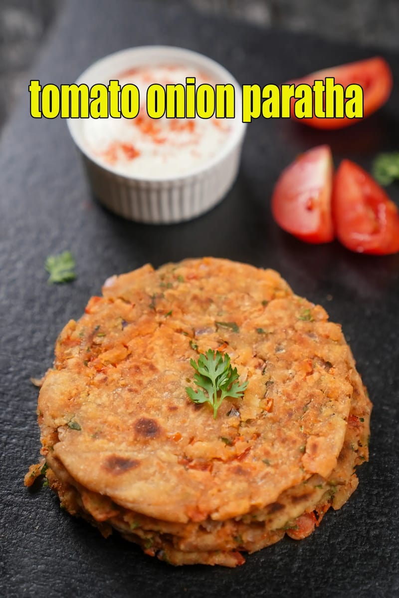 Tomato onion paratha recipe | healthy onion tamatar paratha | tomato onion paratha with whole wheat flour |  | Tarla Dalal