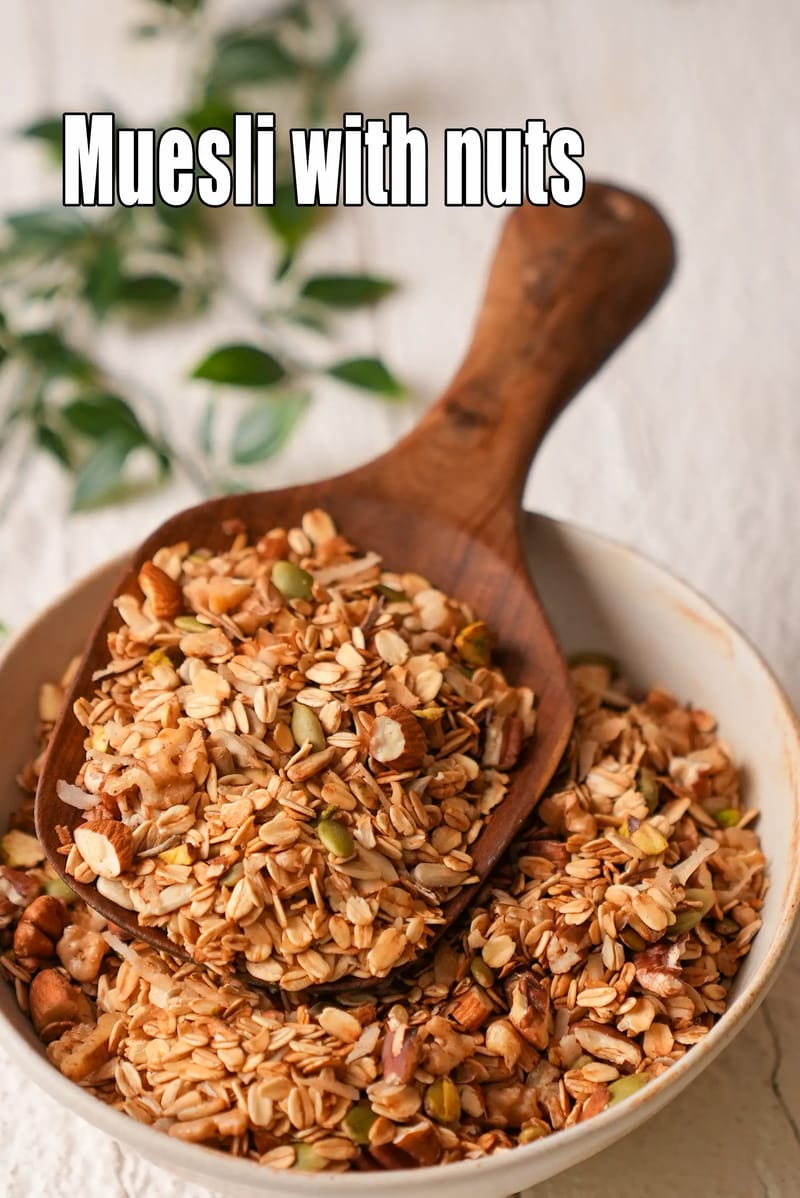 Muesli with nuts | tava Muesli | Indian style Muesli | healthy homemade Muesli |  | Tarla Dalal