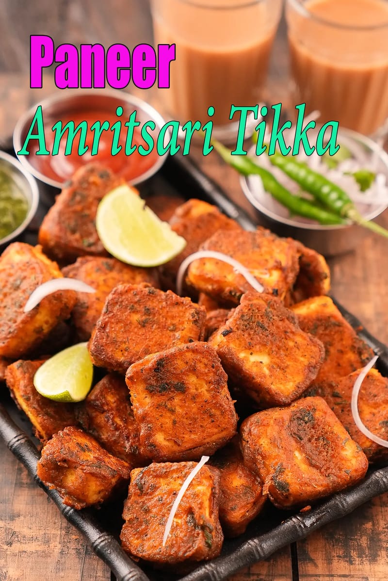 Paneer amritsari tikka recipe | Amritsari paneer pakoda | paneer tikka pakoda | Tarla Dalal