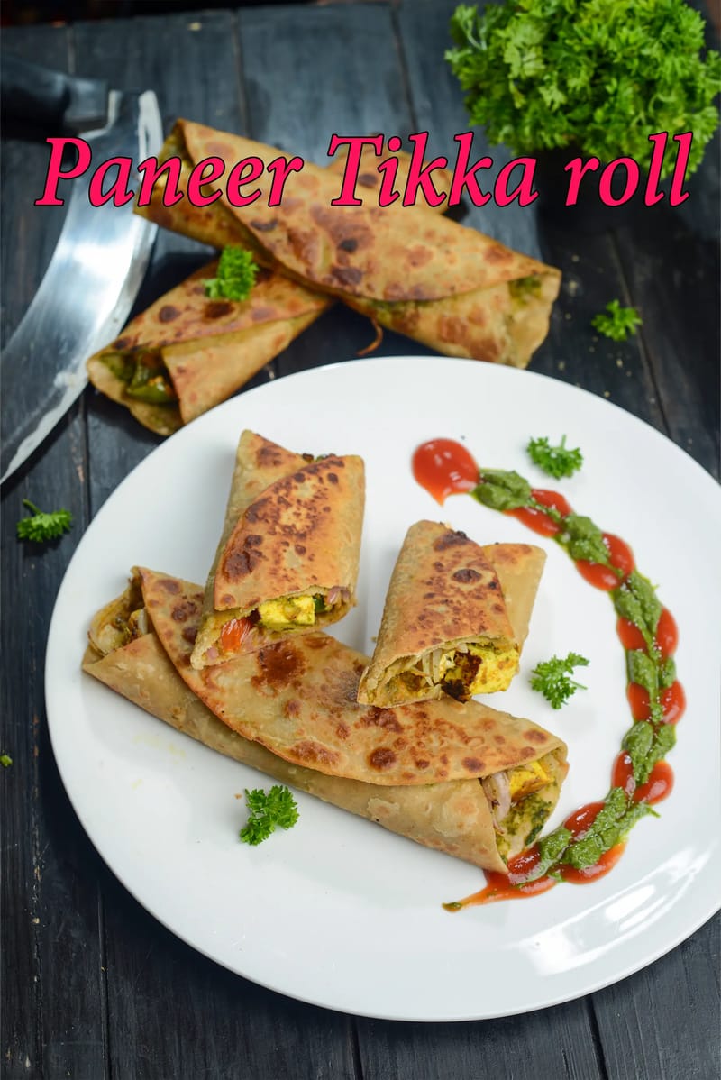 Paneer tikka roll recipe | paneer tikka frankie recipe | paneer roll recipe | paneer wrap | | Tarla Dalal