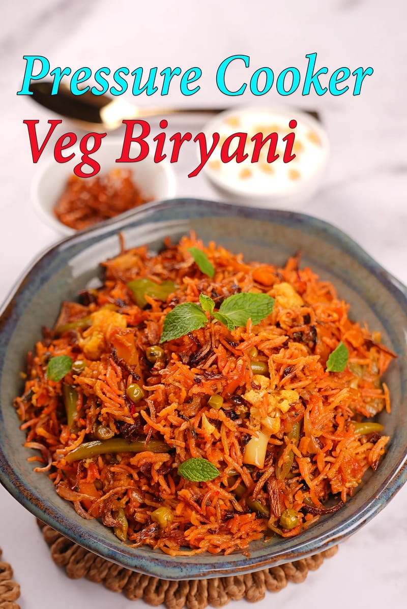 Pressure cooker veg biryani recipe | veg biryani in cooker | instant pot veg biryani | Tarla Dalal