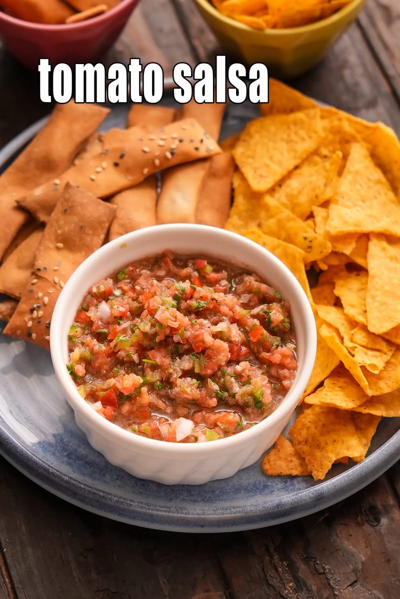 Tomato salsa recipe | fresh Indian style tomato salsa |  healthy salsa recipe with fresh tomatoes | | Tarla Dalal