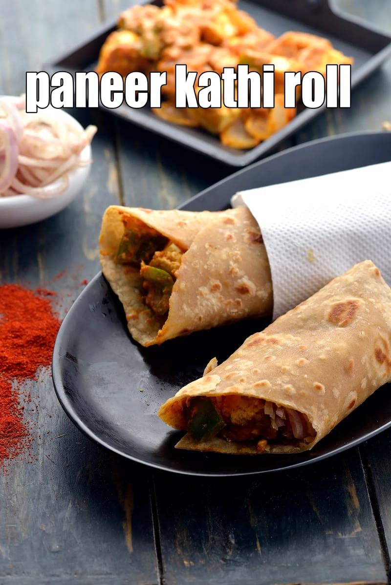 Paneer kathi roll recipe | paneer tikka kati roll | paneer frankie | paneer tikka kathi wrap | | Tarla Dalal