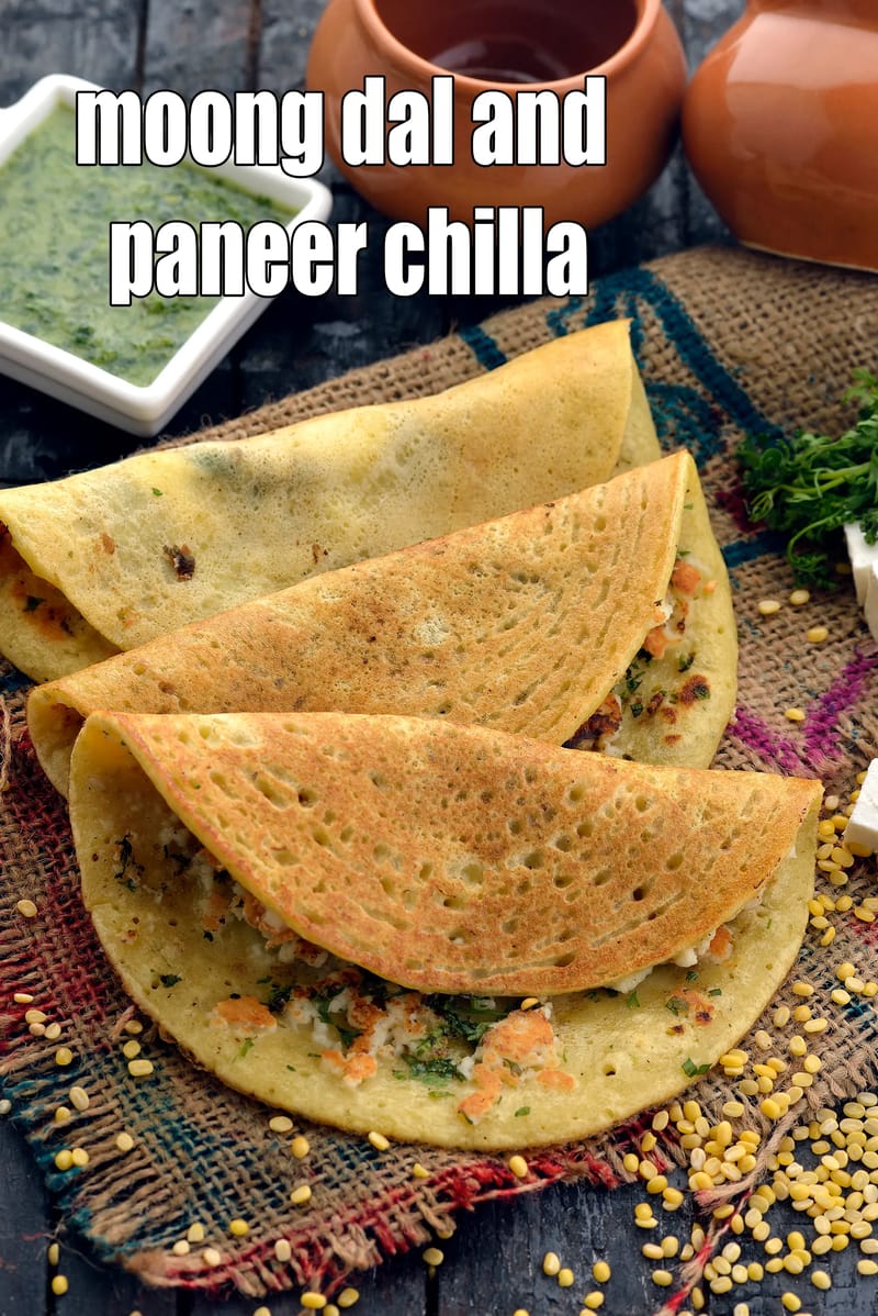 Moong dal and paneer chilla recipe | moong dal paneer cheela | yellow moong dal cottage cheese pancake | | Tarla Dalal