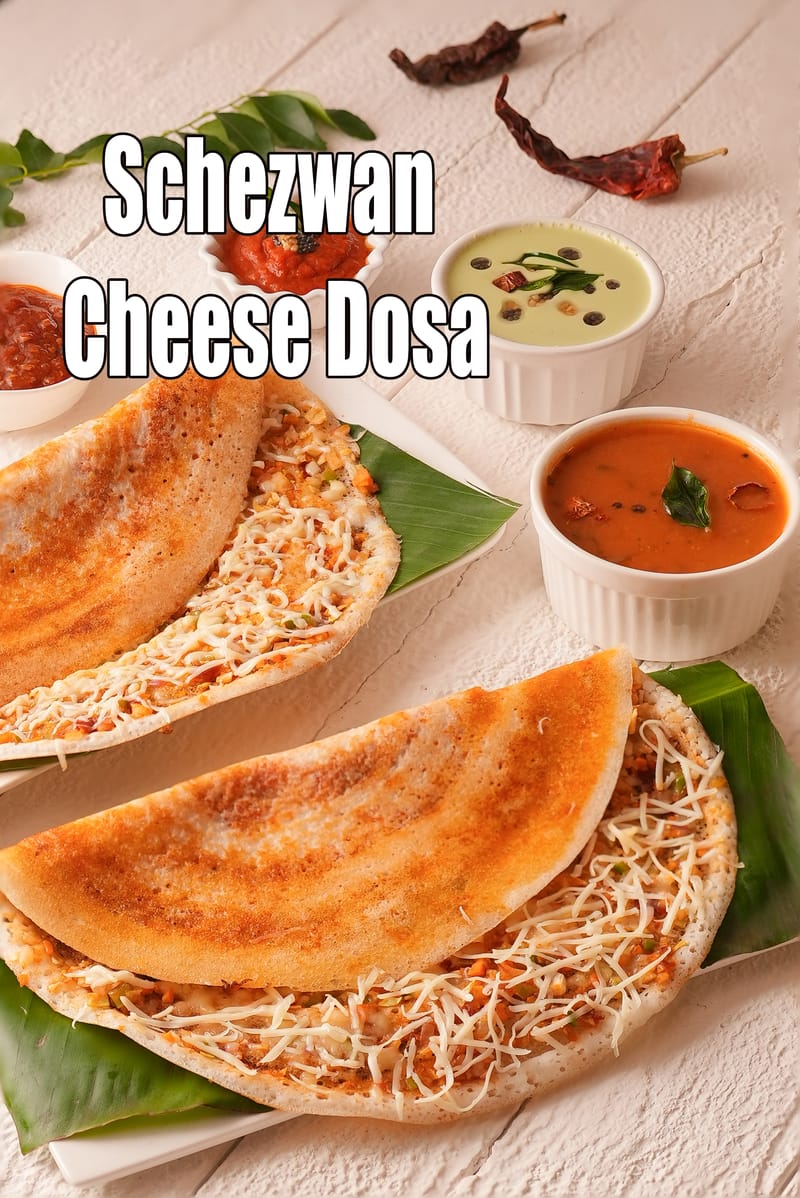Schezwan cheese dosa recipe | vegetable schezwan cheese dosa | cheese schezwan dosa | | Tarla Dalal