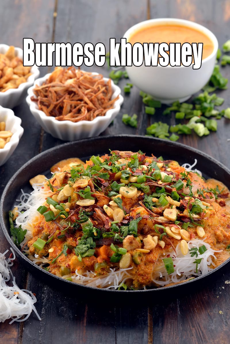 Burmese khowsuey | veg Burmese khowsuey | khow suey Burmese curry | | Tarla Dalal
