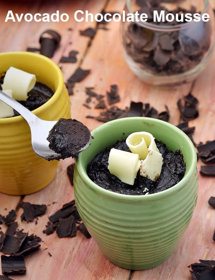 Avocado chocolate mousse recipe | dairy free avocado chocolate mousse | 3 ingredient eggless avocado chocolate mousse | Indian style avocado chocolate mousse  | Tarla Dalal