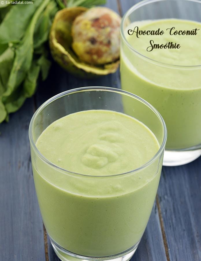 Avocado Coconut Smoothie, Healthy 4 Ingredient | Tarla Dalal