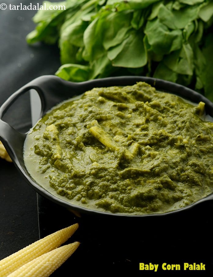 Baby Corn Palak | Tarla Dalal