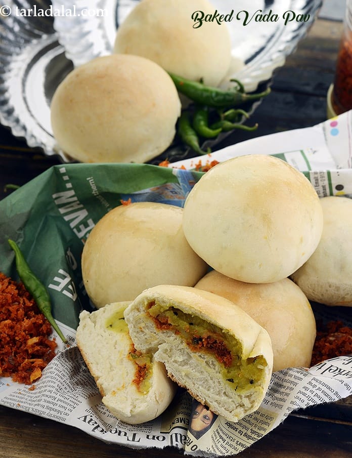 Baked vada pav recipe | Indian masala bun | stuffed vada pav | | Tarla Dalal
