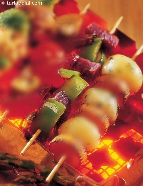 Basil Grilled Tomatoes and Onions | Tarla Dalal