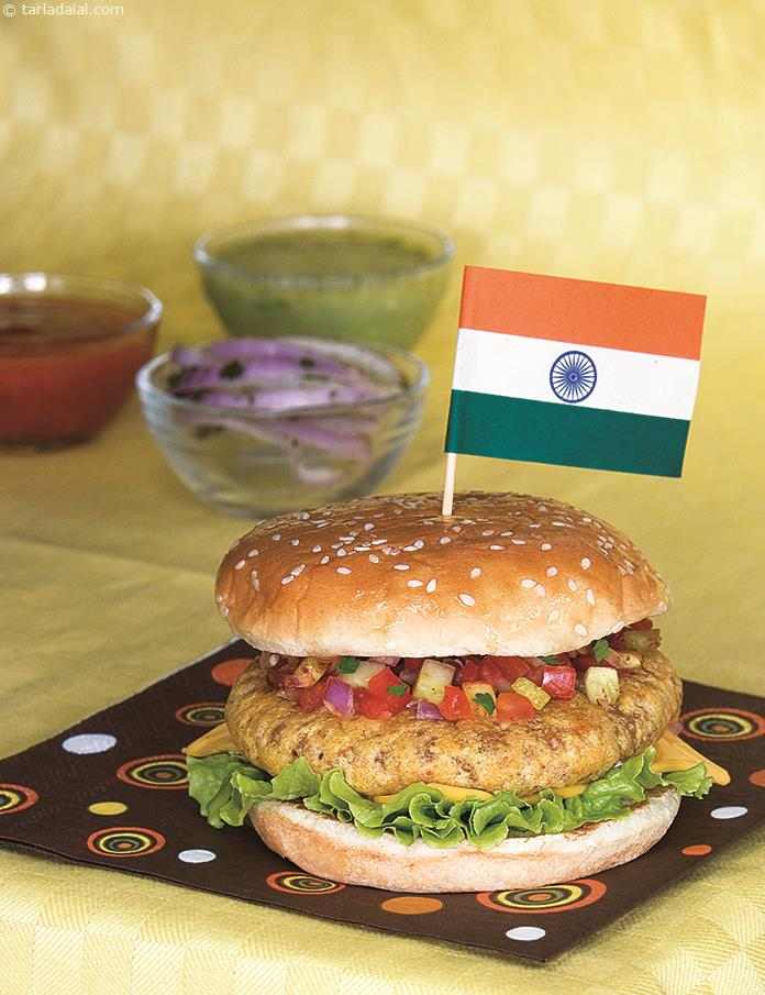 Batata Vada Burger ( Burgers and Smoothies Recipe) | Tarla Dalal