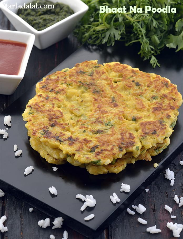 Bhaat Na Poodla recipe, Bhaat Na Pudla, Gujarati Recipe | Tarla Dalal