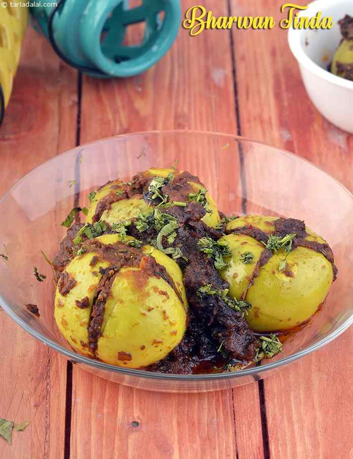 Bharwan Tinda, Stuffed Round Gourds | Tarla Dalal