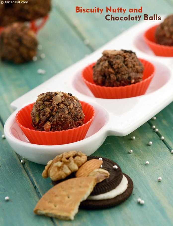 Biscuity Recipe (Nutty And Chocolaty Balls) | Tarla Dalal