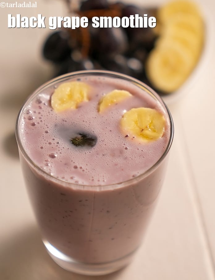 Black grape smoothie recipe | kala angoor smoothie | no sugar Indian black grape smoothie | | Tarla Dalal